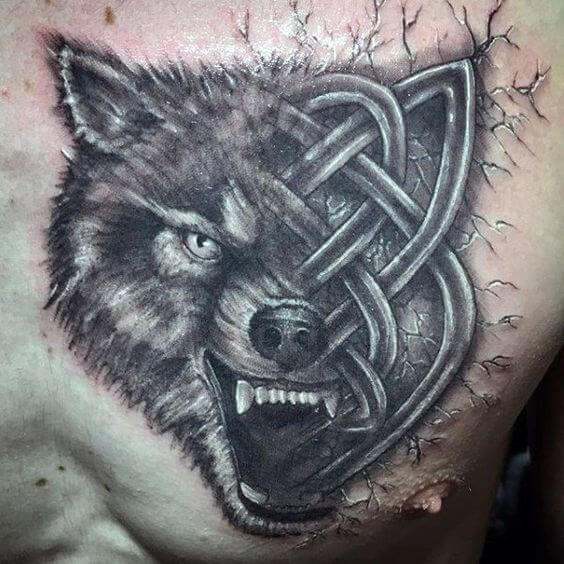 Celtic Tribal Wolf Tattoo