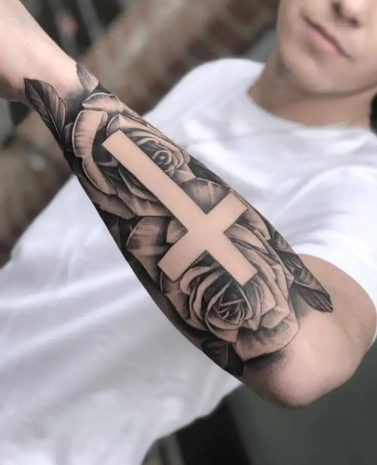 Cross Half Sleeves Tattoos