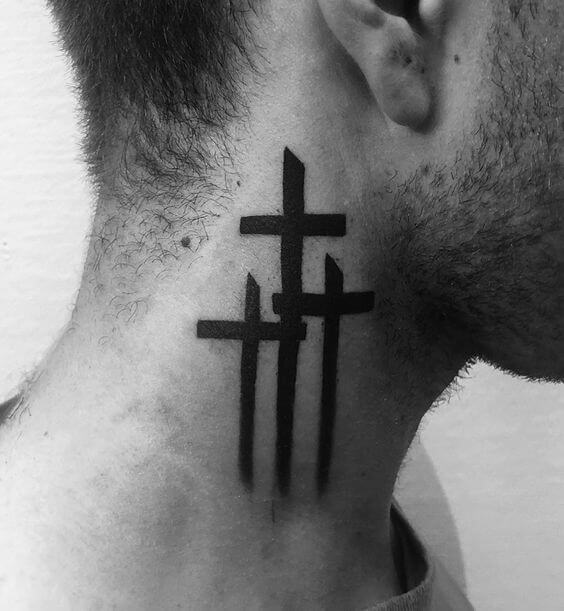 Cross Tattoos On The Neck For Men