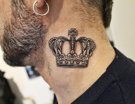 Crown Tattoo men On The Neck For Men