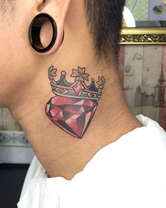 Diamond Tattoo On The Neck For Men