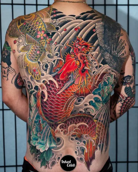 Dragon and Koi Fish Tattoo