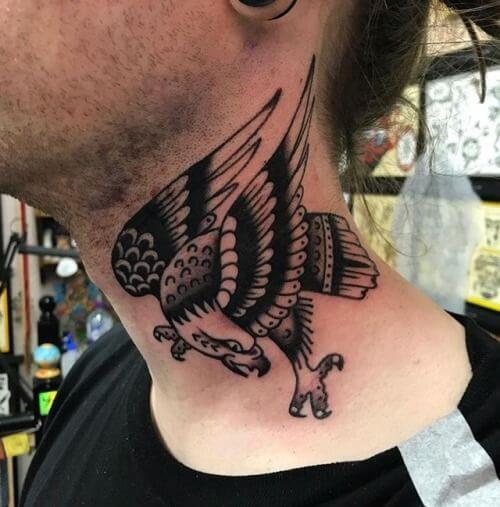 Eagle Tattoos On The Neck For Men
