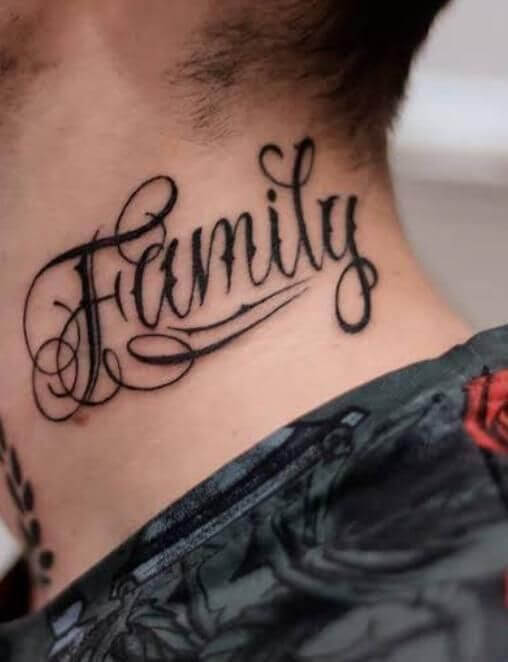 Family Tattoos On The Neck For Men