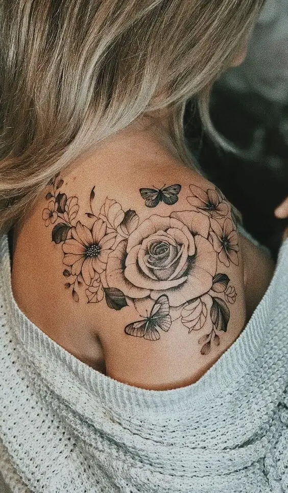 Flowers Shoulder Tattoo