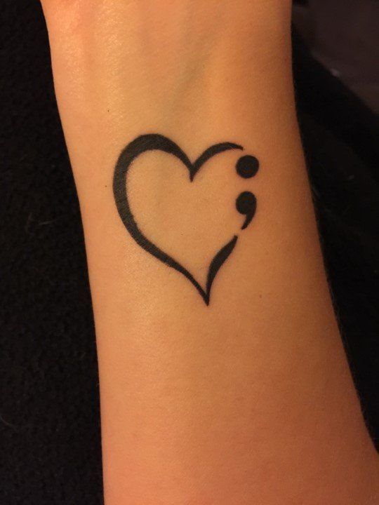 Heart With Semicolon Tattoo