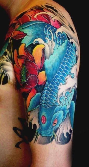 Koi Fish Shoulder Tattoo