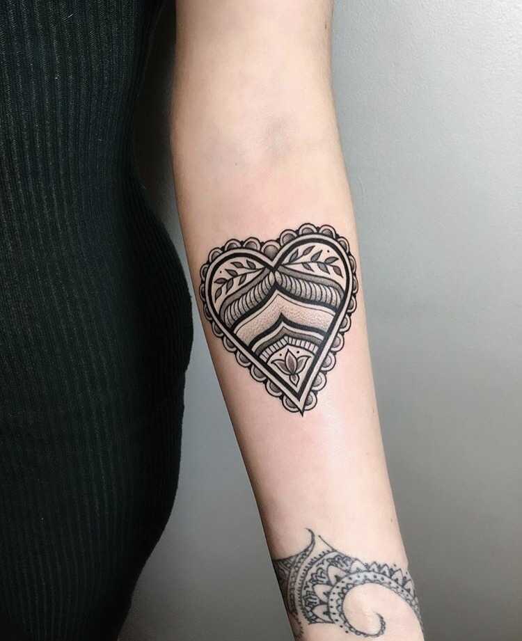 Lace heart tattoo by Matt Stopps 105 Beautiful Vintage Lace Lace Tattoo Designs For The Fashionable Woman