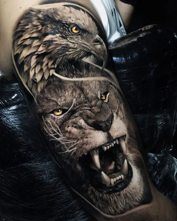 Lion And Eagle Tattoo