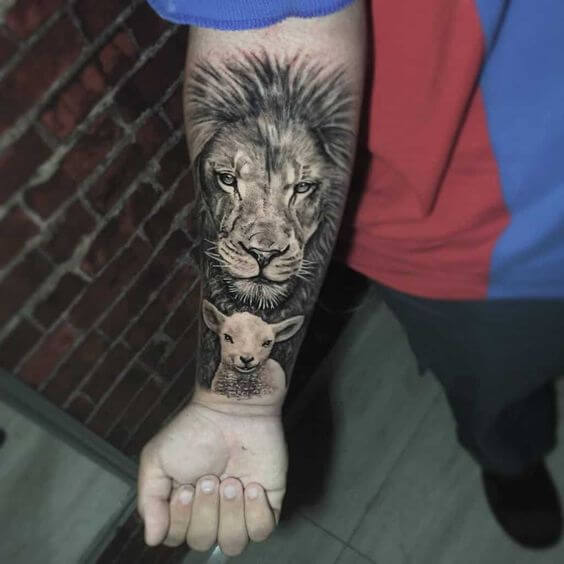 Lion And Lamb Tattoo