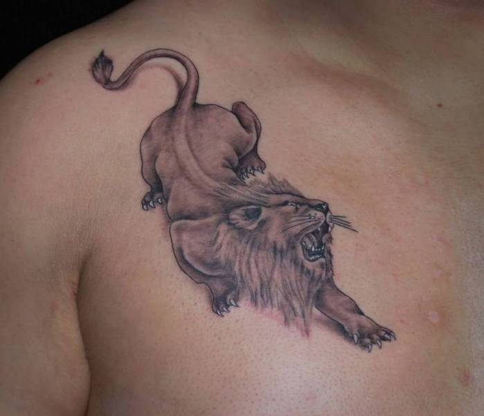Lion Crawling Tattoo