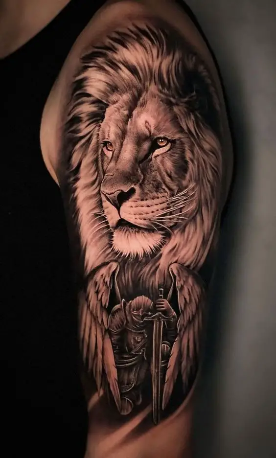 61 Stunning Lion Shoulder Tattoos For Men To Try Now  Psycho Tats