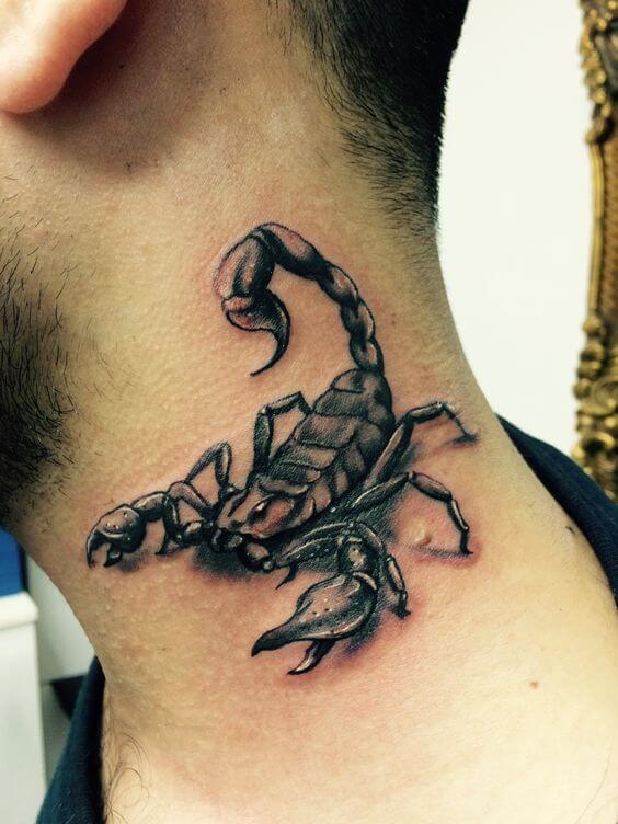 Scorpion Tattoo On The Neck For Men
