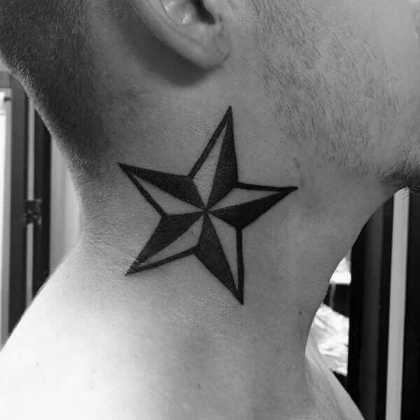 Star Tattoos On The Neck For Men
