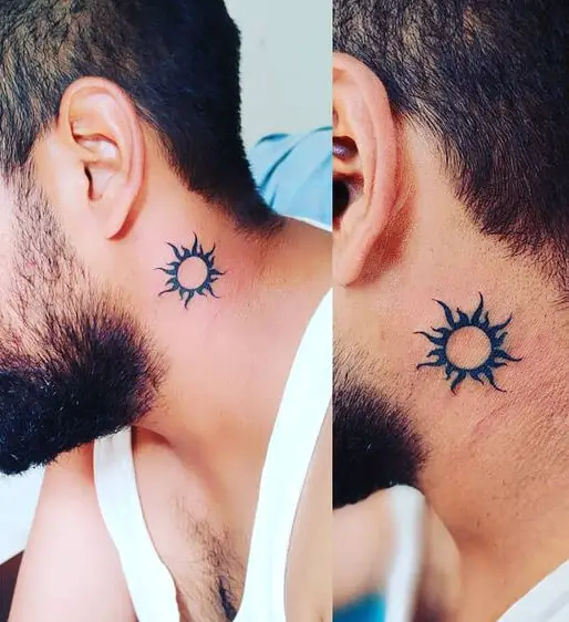 The Sun Tattoo On The Neck For Men