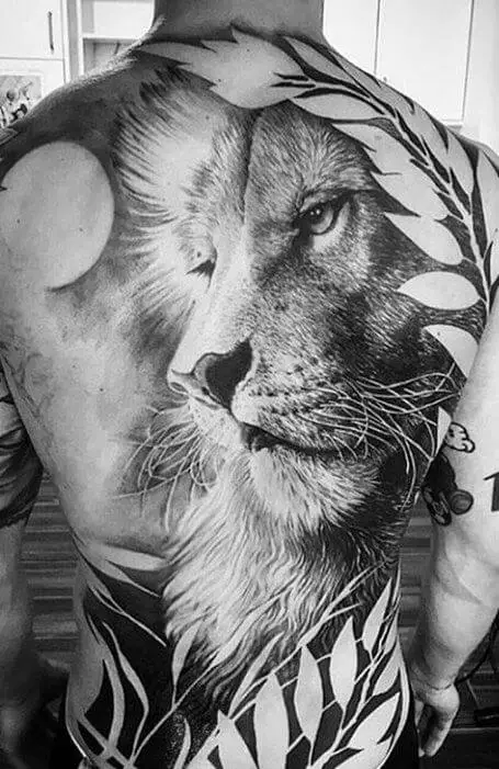 Lion on the Back Tattoo