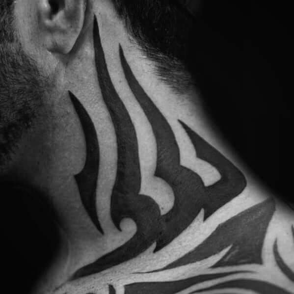 Tribal Tattoo On The Neck For Men