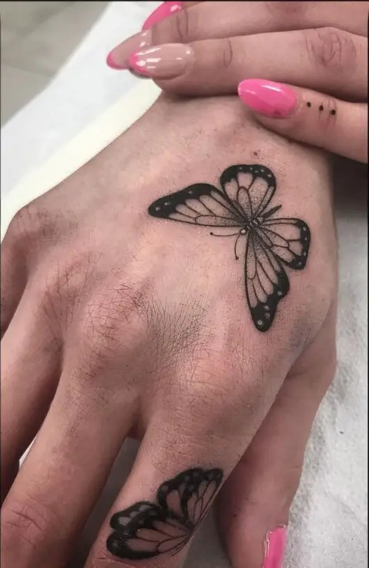 butterfly hand tattoo 128 145 Unique Ideas For Butterfly Hand Tattoos And Their Meanings
