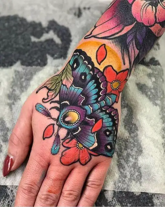 butterfly hand tattoo 27 145 Unique Ideas For Butterfly Hand Tattoos And Their Meanings