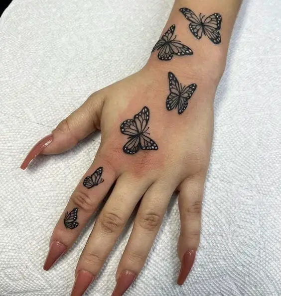 butterfly hand tattoo 30 1 145 Unique Ideas For Butterfly Hand Tattoos And Their Meanings