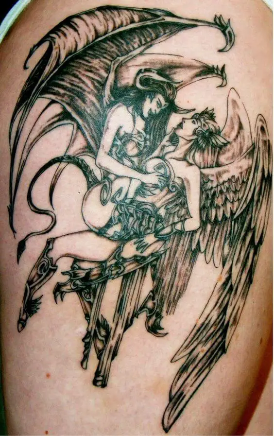 e5a65dbc919abb6a391a970e48729c37 53 Ideas For Half Angel Half Demon Wings Tattoos And Meanings