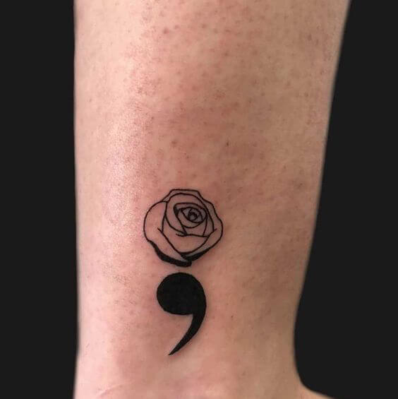Rose Semicolon Tattoo