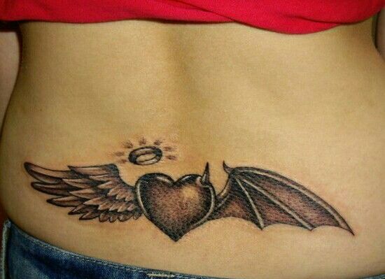 half angel half demon wings tattoo 18 53 Ideas For Half Angel Half Demon Wings Tattoos And Meanings