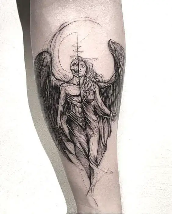 half angel half demon wings tattoo 25 53 Ideas For Half Angel Half Demon Wings Tattoos And Meanings