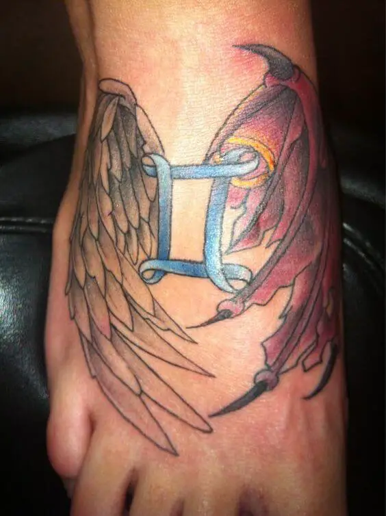half angel half demon wings tattoo 3 53 Ideas For Half Angel Half Demon Wings Tattoos And Meanings