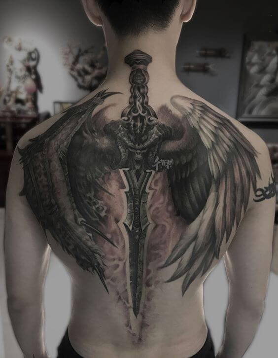 half angel half demon wings tattoo 30 53 Ideas For Half Angel Half Demon Wings Tattoos And Meanings