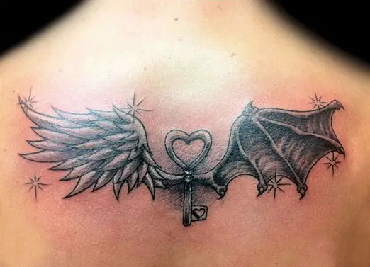 half angel half demon wings tattoo 34 53 Ideas For Half Angel Half Demon Wings Tattoos And Meanings