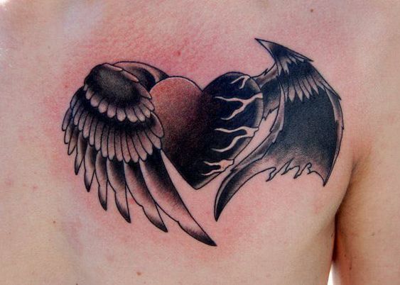 half angel half demon wings tattoo 43 53 Ideas For Half Angel Half Demon Wings Tattoos And Meanings