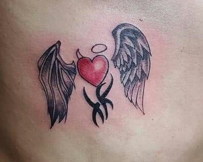 half angel half demon wings tattoo 47 53 Ideas For Half Angel Half Demon Wings Tattoos And Meanings