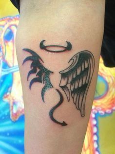half angel half demon wings tattoo 48 53 Ideas For Half Angel Half Demon Wings Tattoos And Meanings
