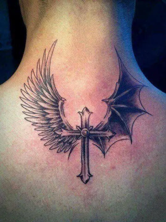 half angel half demon wings tattoo 50 53 Ideas For Half Angel Half Demon Wings Tattoos And Meanings