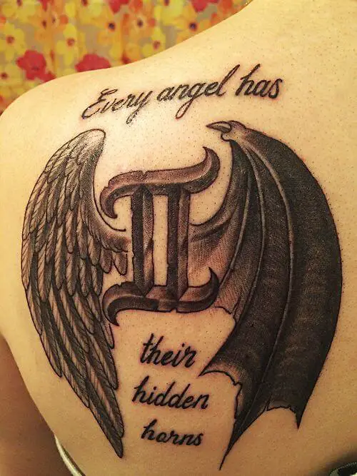 half angel half demon wings tattoo 6 53 Ideas For Half Angel Half Demon Wings Tattoos And Meanings