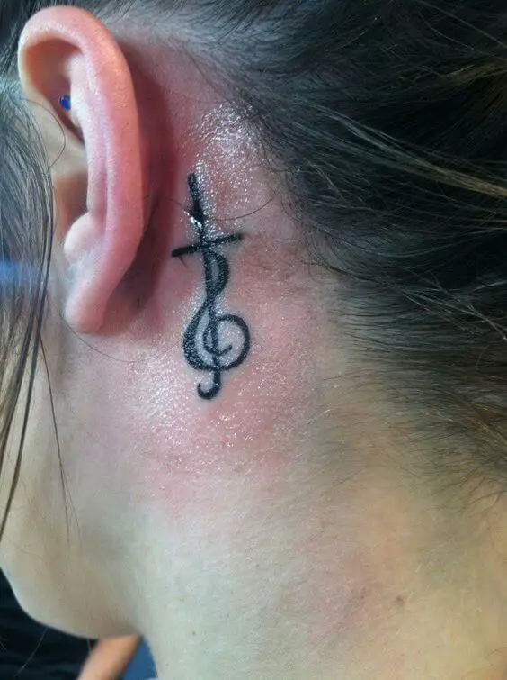 music note tattoo behind ear 11 56 Ideas For Music Note Behind Ear Tattoo and Why They are So Popular?