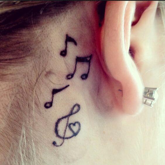 music note tattoo behind ear 14 56 Ideas For Music Note Behind Ear Tattoo and Why They are So Popular?