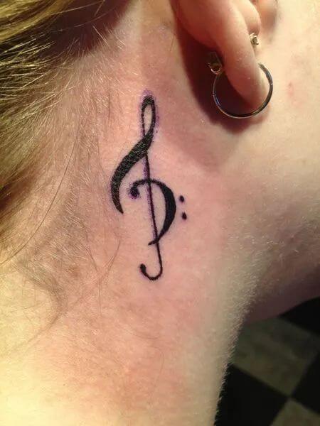 music note tattoo behind ear 16 56 Ideas For Music Note Behind Ear Tattoo and Why They are So Popular?