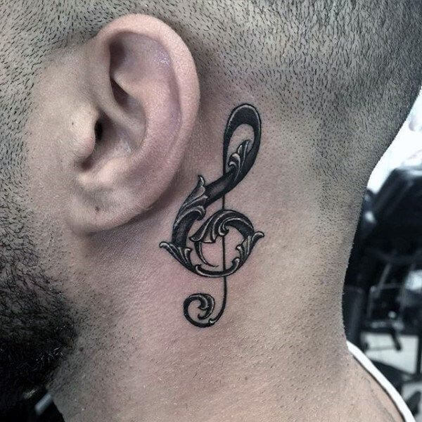 music note tattoo behind ear 2 56 Ideas For Music Note Behind Ear Tattoo and Why They are So Popular?