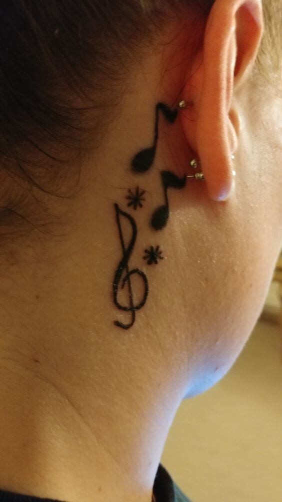 music note tattoo behind ear 28 56 Ideas For Music Note Behind Ear Tattoo and Why They are So Popular?
