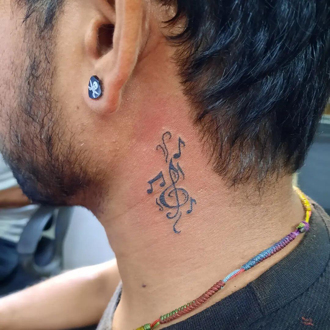music note tattoo behind ear 30 56 Ideas For Music Note Behind Ear Tattoo and Why They are So Popular?