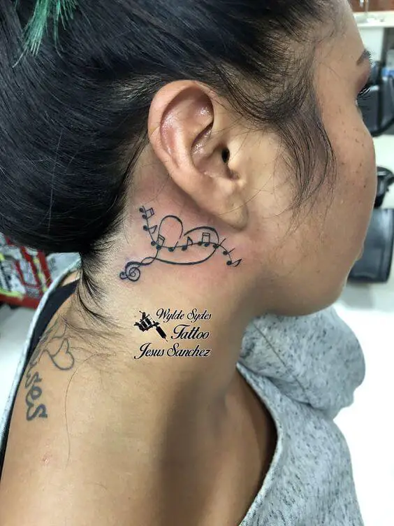 music note tattoo behind ear 32 56 Ideas For Music Note Behind Ear Tattoo and Why They are So Popular?