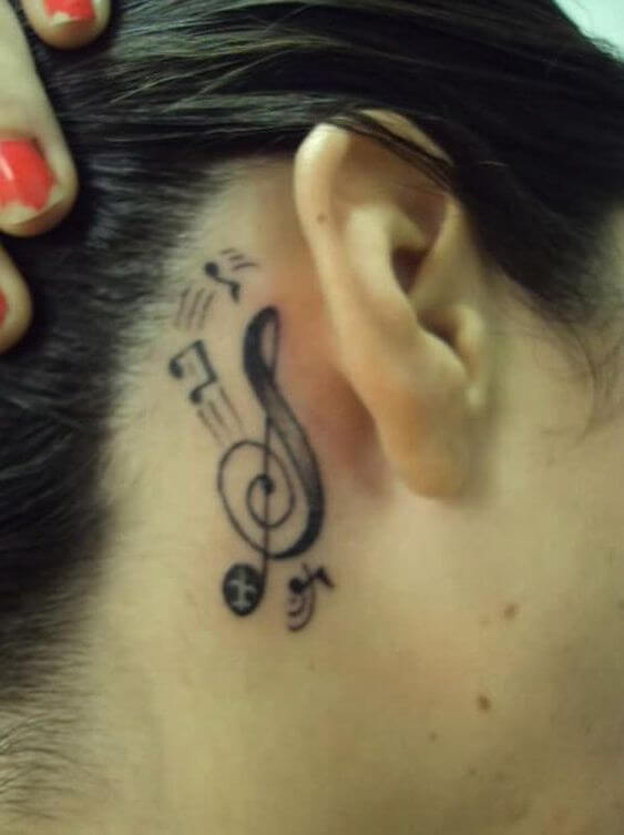 music note tattoo behind ear 49 56 Ideas For Music Note Behind Ear Tattoo and Why They are So Popular?