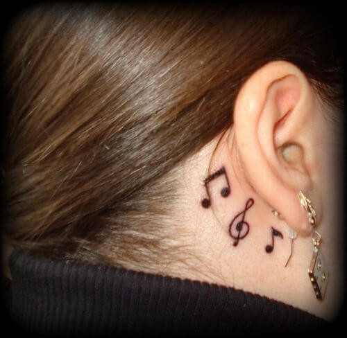music note tattoo behind ear 5 56 Ideas For Music Note Behind Ear Tattoo and Why They are So Popular?