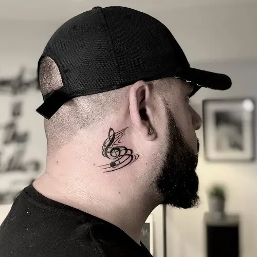  music note tattoo behind ear