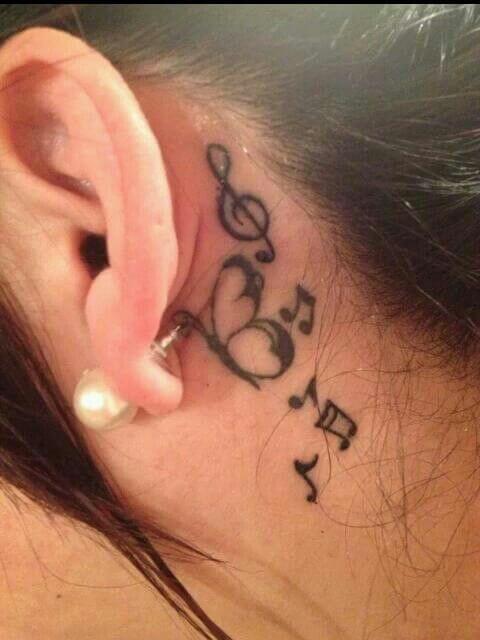 music note tattoo behind ear 7 56 Ideas For Music Note Behind Ear Tattoo and Why They are So Popular?