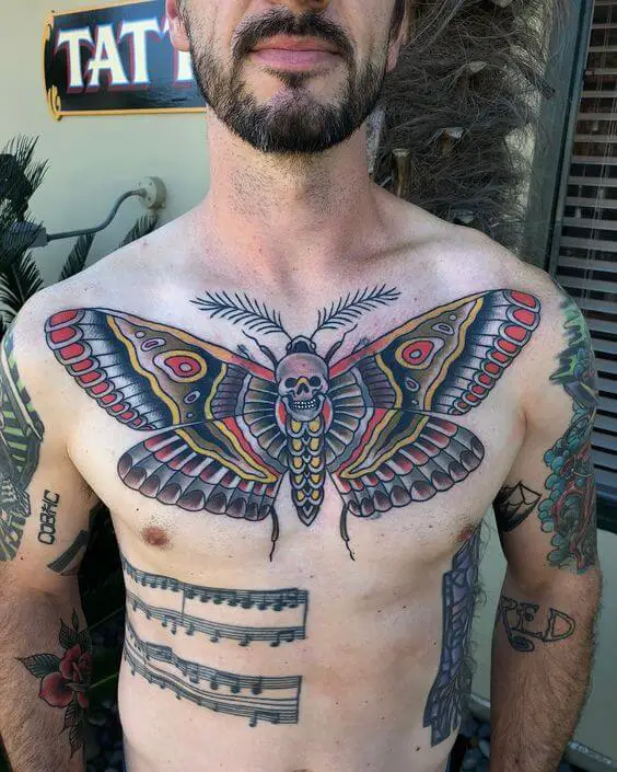 Death Moth Tattoo on the Chest 10 50+ Death Moth Tattoos That Will Leave You Breathless