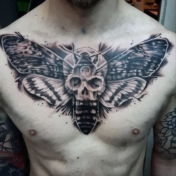 Death Moth Tattoo on the Chest 3 50+ Death Moth Tattoos That Will Leave You Breathless