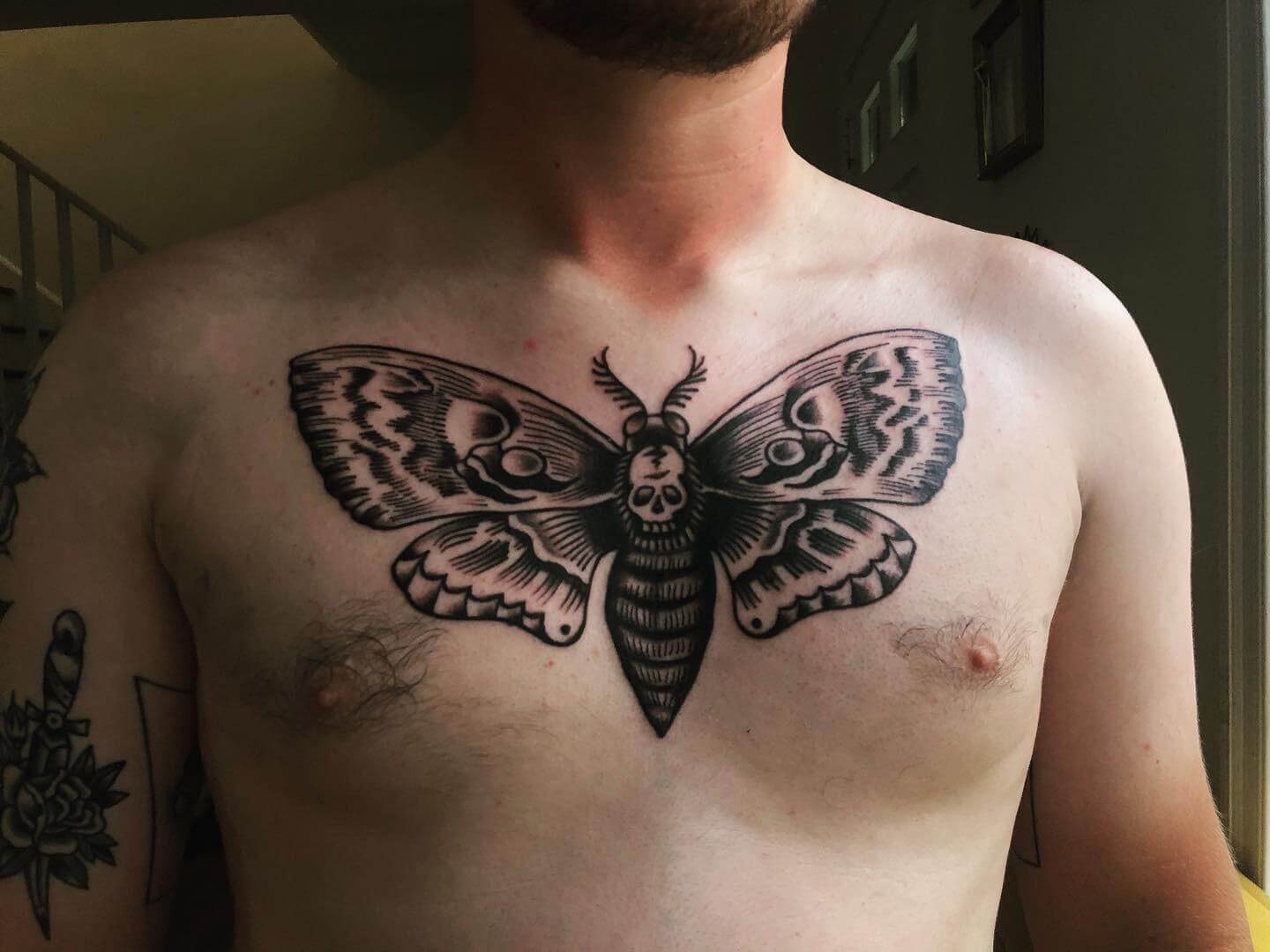 Death Moth Tattoo on the Chest 4 50+ Death Moth Tattoos That Will Leave You Breathless